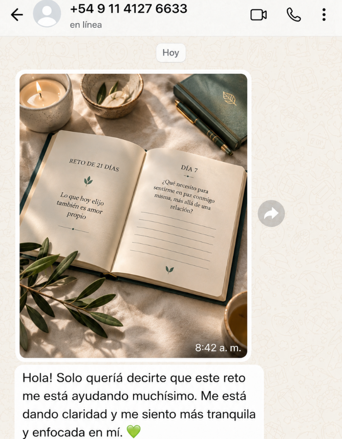 Testimonio 3 de cliente recibido por WhatsApp